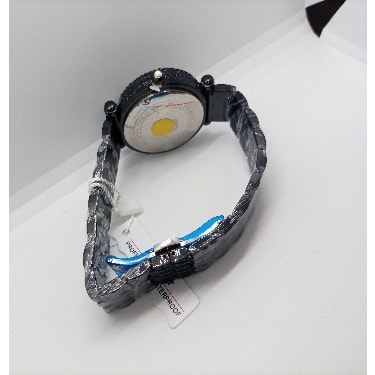 Rotatable Ice Out Rhinestone Round Unisex Watch- Black