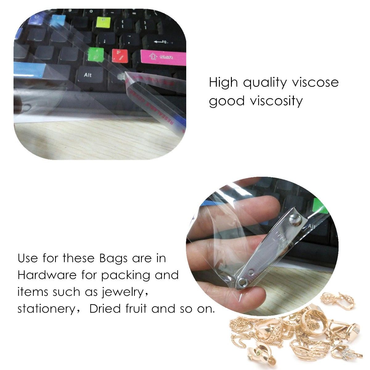 20cmx20cm 200pcs Self Adhesive Plastic Bag OPP Transparent Jewelry Packaging