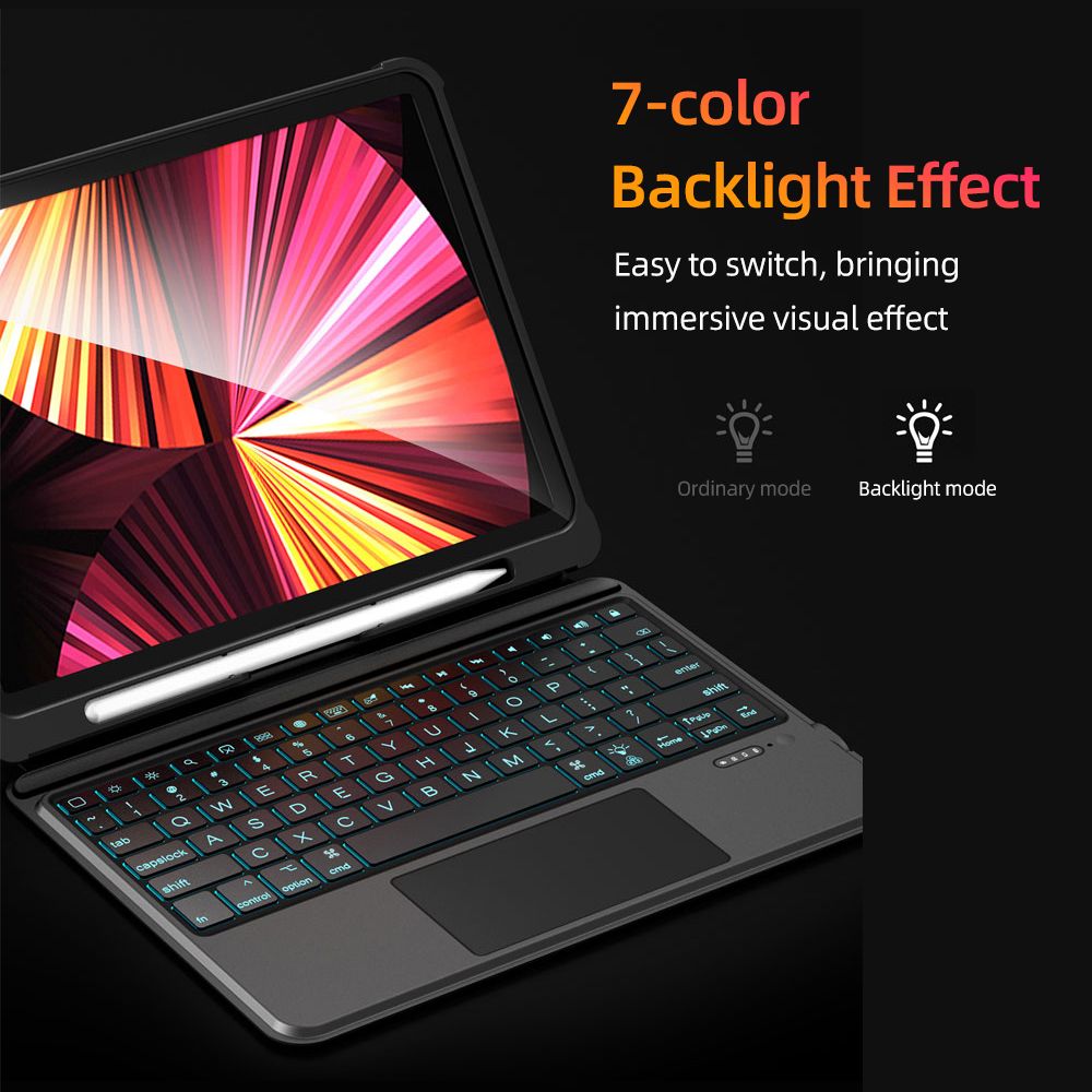 Detachable Tablet Bt Keyboard Case With Touchpad Pen Slot