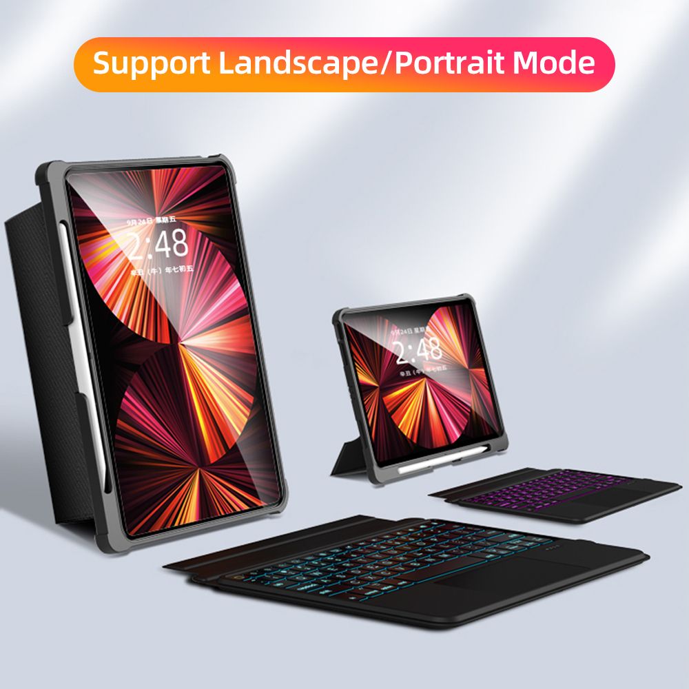 Detachable Tablet Bt Keyboard Case With Touchpad Pen Slot