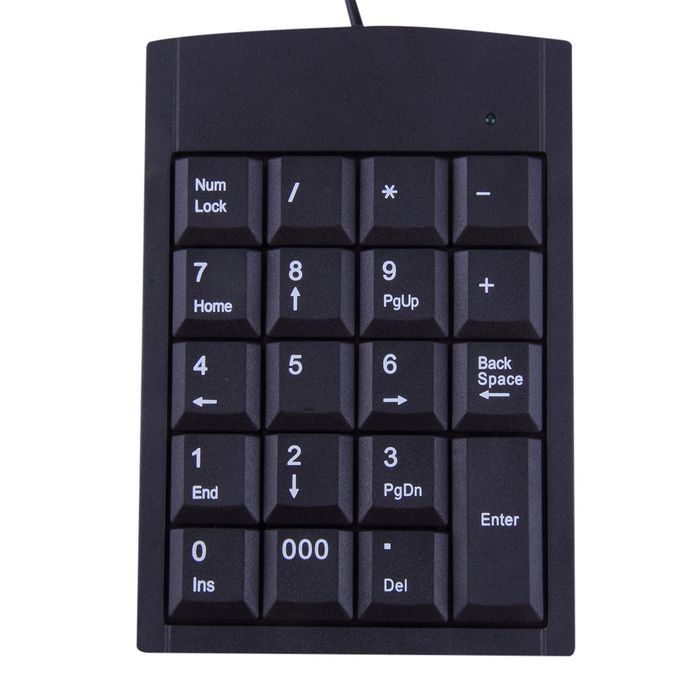 USB Wired Numeric Keyboard Keypad Adapter 19 Keys For Laptop PC Black