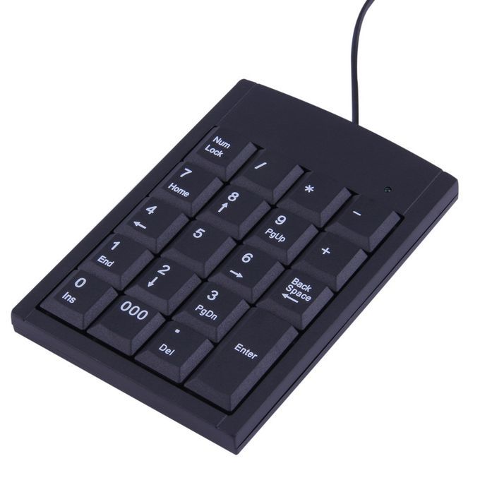 USB Wired Numeric Keyboard Keypad Adapter 19 Keys For Laptop PC Black