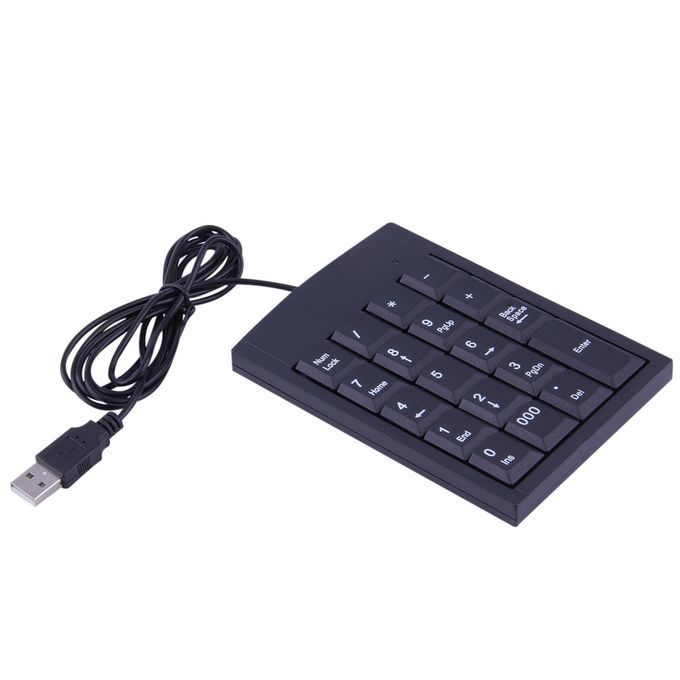 USB Wired Numeric Keyboard Keypad Adapter 19 Keys For Laptop PC Black