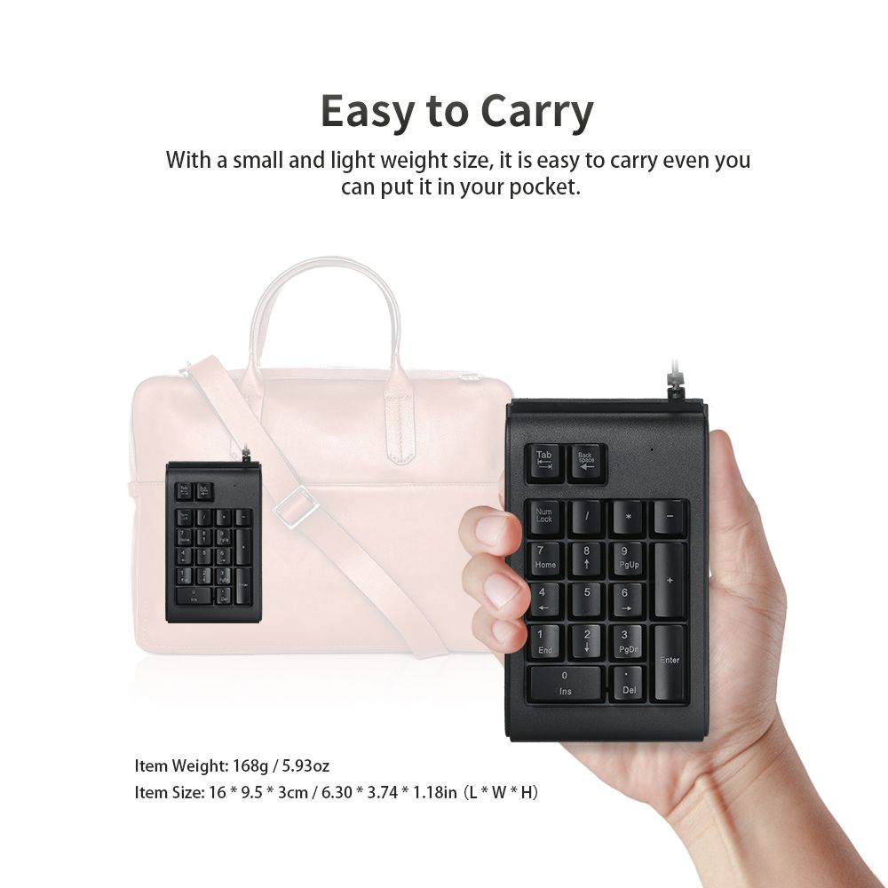 USB Wired 19 Keys Mechanical Mini Numeric Keypad With LED