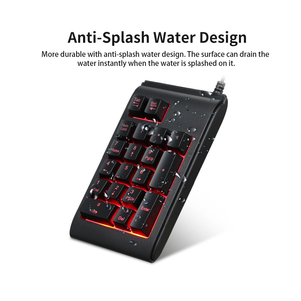 USB Wired 19 Keys Mechanical Mini Numeric Keypad With LED