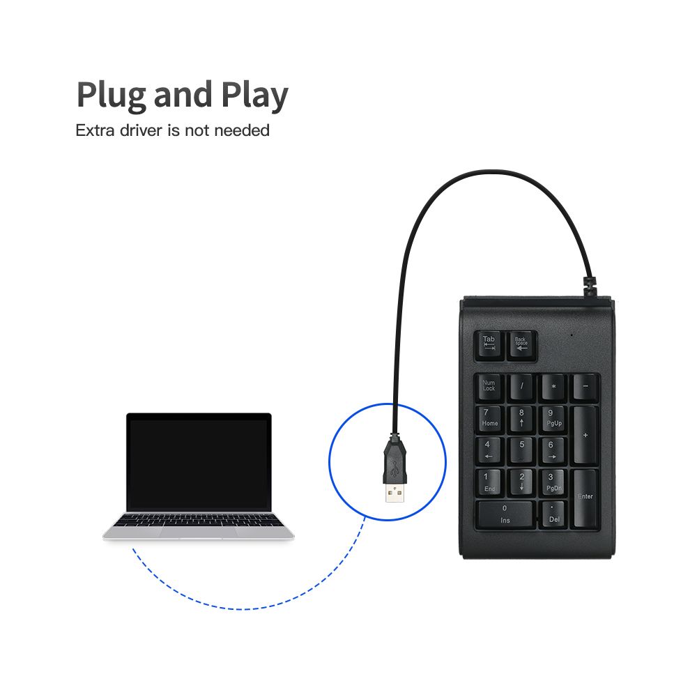 USB Wired 19 Keys Mechanical Mini Numeric Keypad With LED