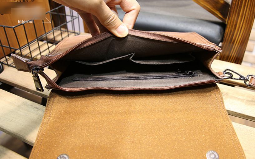 Spacious Classic Men PU Leather Clutch Bag/Wallet With Zip,Wrist Strap