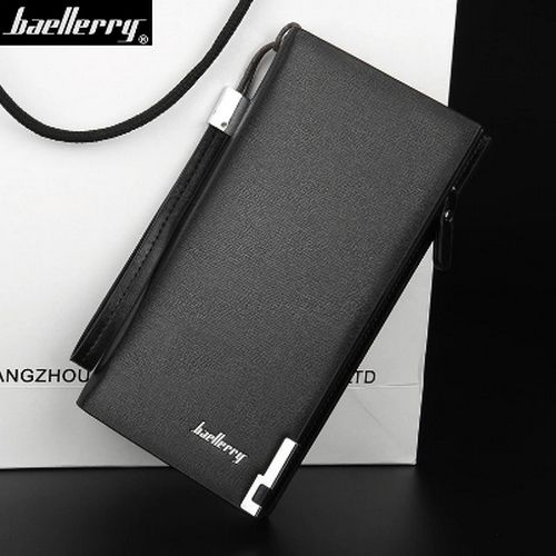 Executive Mens Long Wallet Zipper Multifunction Hand Bag-Black