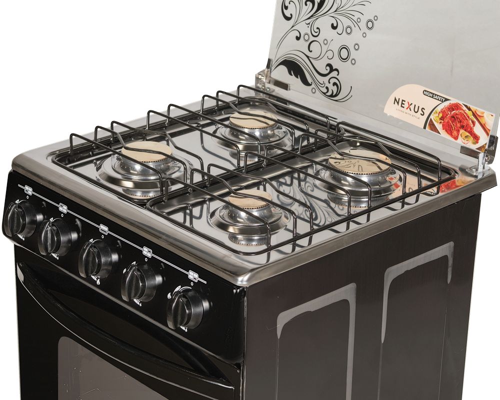 4-Burner All Gas Cooker (4 + 0) With Oven- Black
