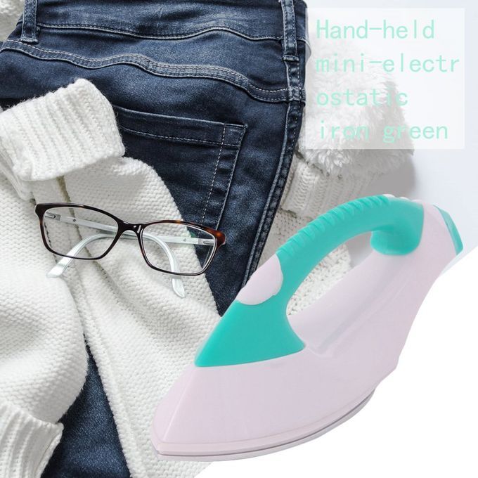 Handheld Mini Electrostatic Iron Travel Portable Heart Green