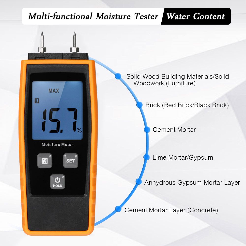 Meter LCD Humidity Drywall Damp Concrete Digital Timber Moisture Meter Wood Moisture For Mini Mortar Detector Tester Lumber Wood