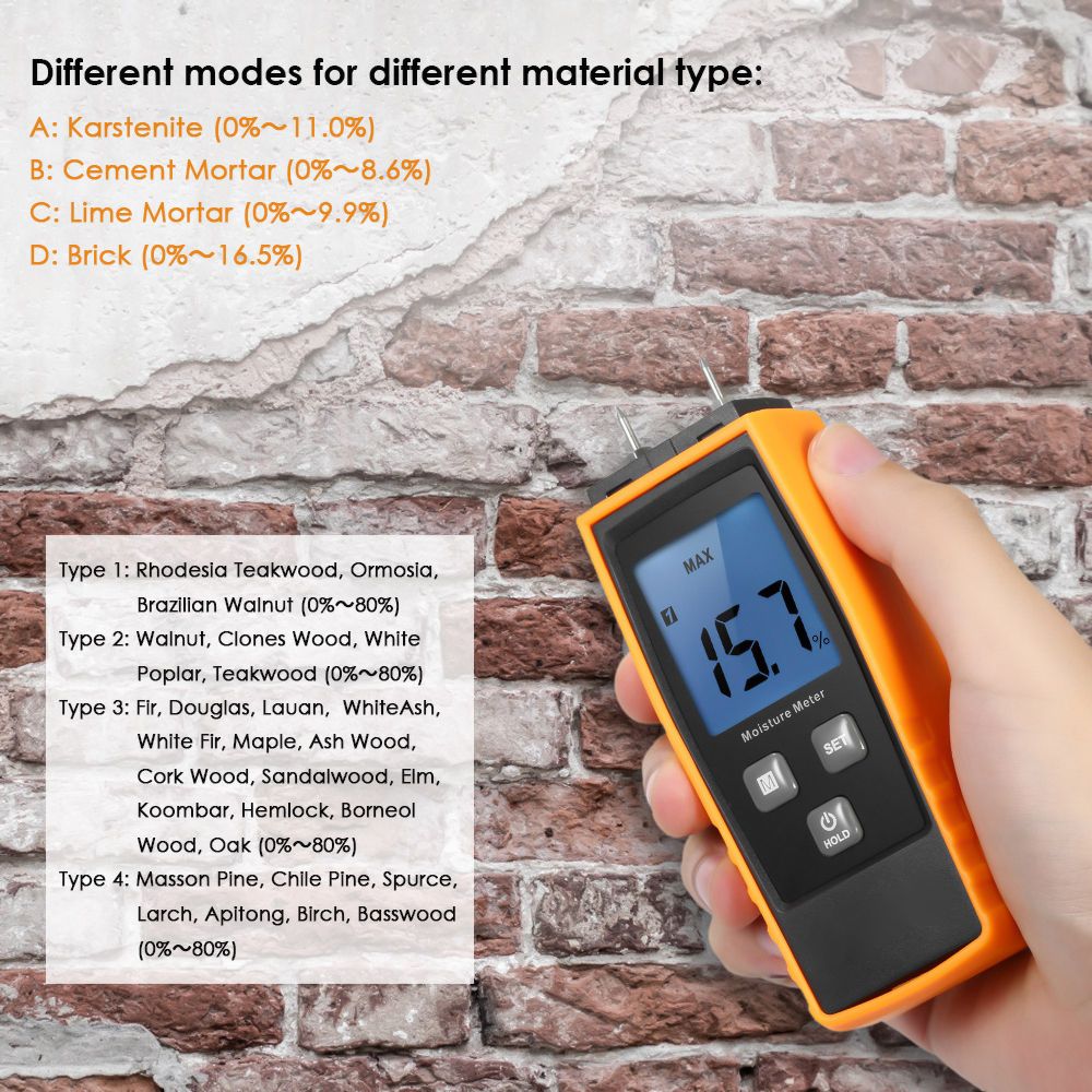 Meter LCD Humidity Drywall Damp Concrete Digital Timber Moisture Meter Wood Moisture For Mini Mortar Detector Tester Lumber Wood