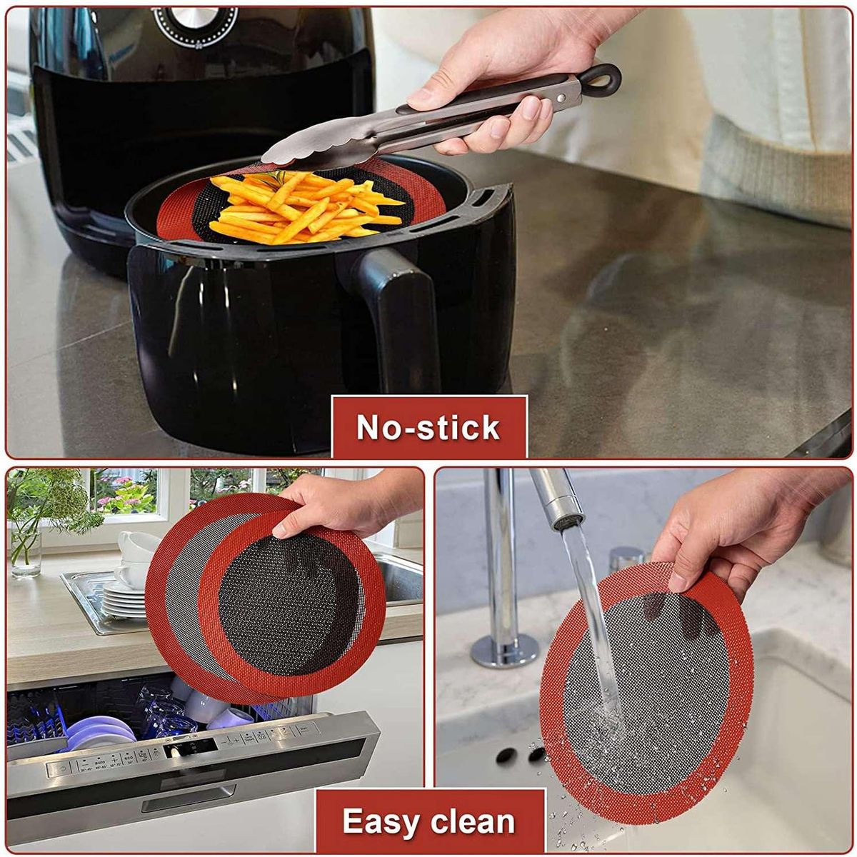 8 Inch Air Fryer Liners Multi-Purpose Air Fryer Liners Air Fryer Liner Round Reusable Non-Stick Air Fryer Basket Mat