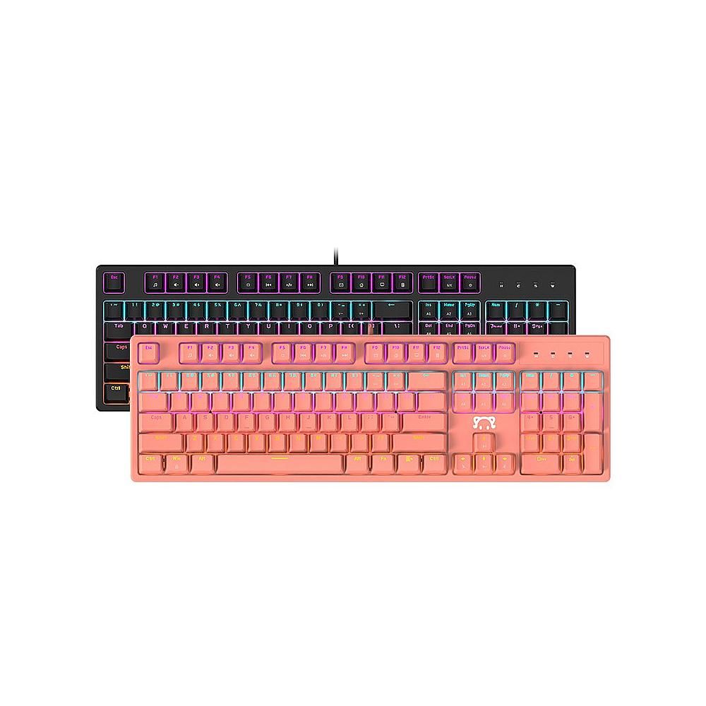 DaiDai STK131 USB Wired Mechanical Keyboard Mixed Light Keyboard 104 Keys Gaming Office Keyboard Ergonomic Design Black (Blue Switch)