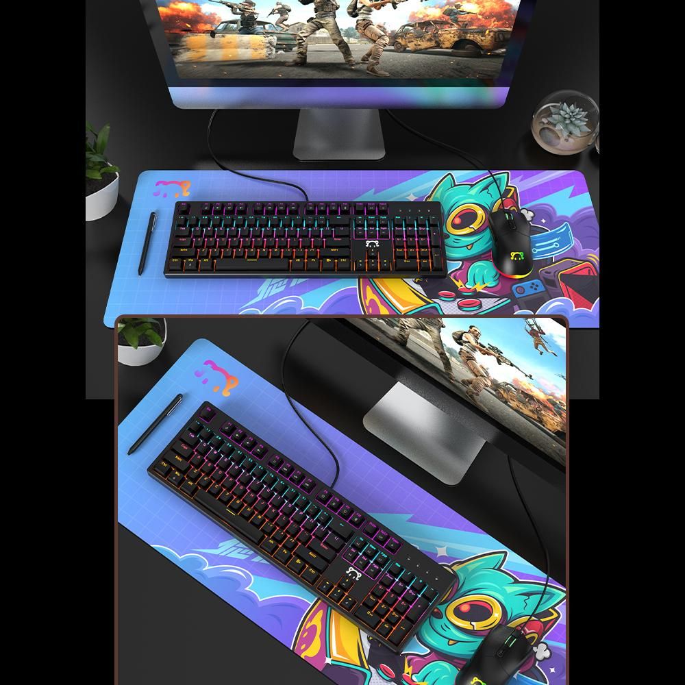 DaiDai STK131 USB Wired Mechanical Keyboard Mixed Light Keyboard 104 Keys Gaming Office Keyboard Ergonomic Design Black (Blue Switch)