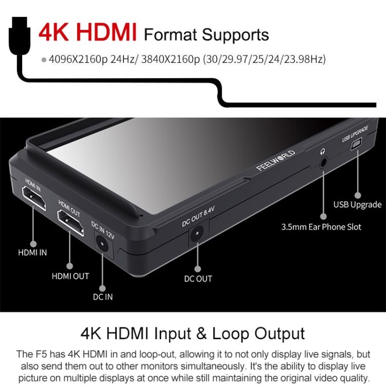F5 4K 1920 X 1080 5 Inch Camera Field Monitor