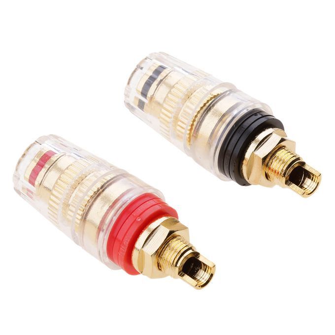 2x Audio Speaker Binding Post Short Thread Terminal Banana Plug Gold