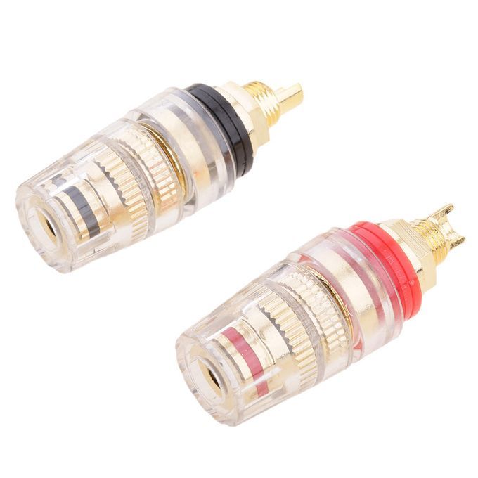 2x Audio Speaker Binding Post Short Thread Terminal Banana Plug Gold