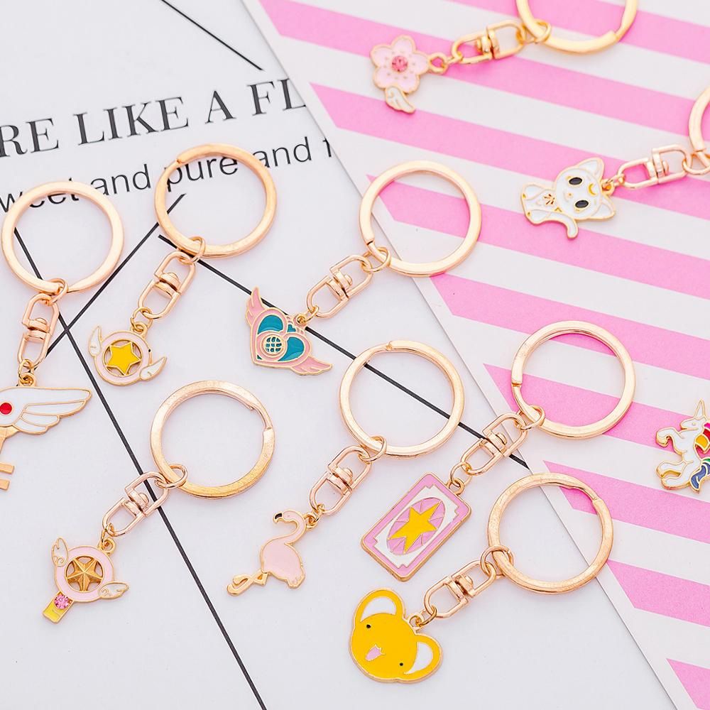 1pc Cute Cartoon Cat Star Heart Metal Keychain Key