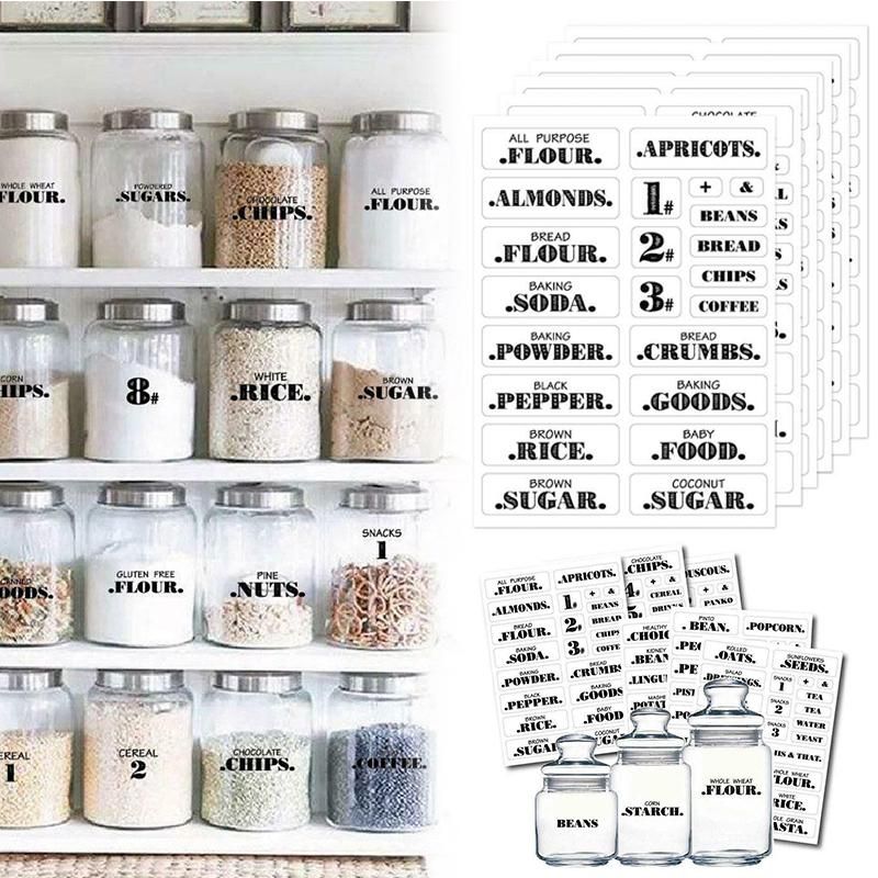 132pcs Sticker for Kitchen Jars Bottle Container Clear label