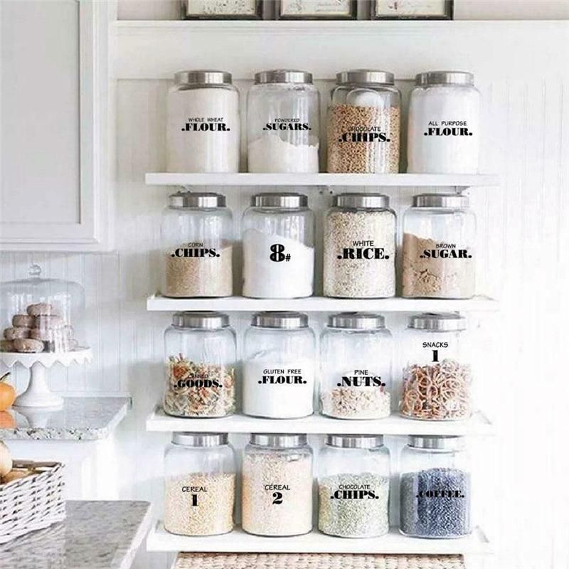 132pcs Sticker for Kitchen Jars Bottle Container Clear label
