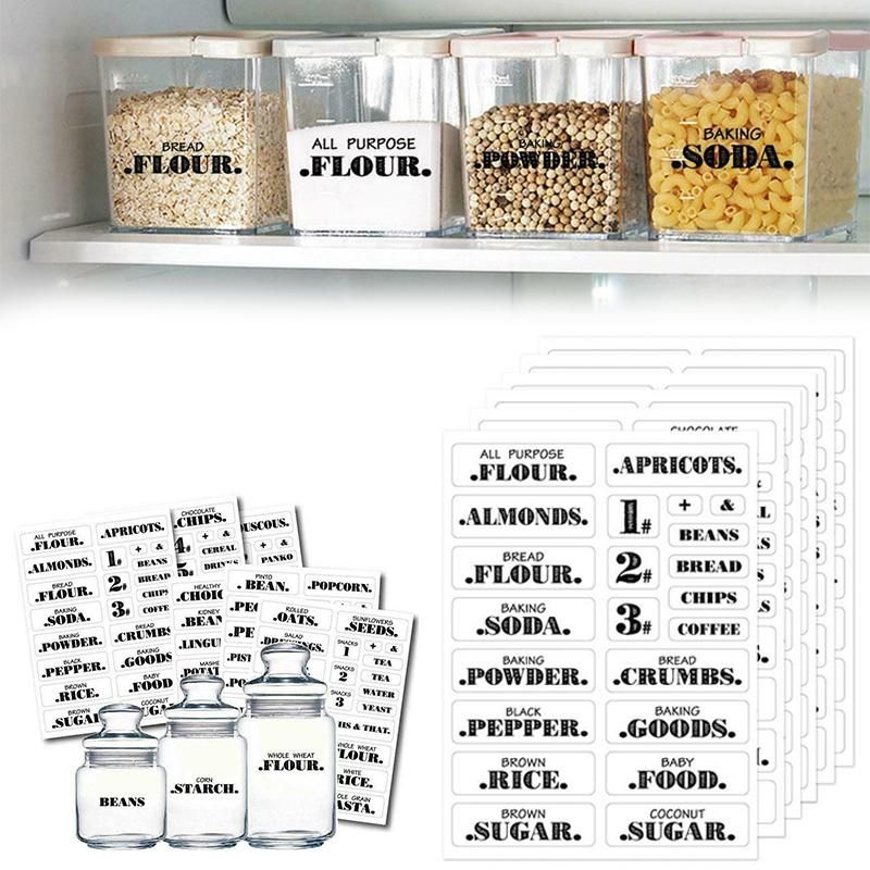 132pcs Sticker for Kitchen Jars Bottle Container Clear label