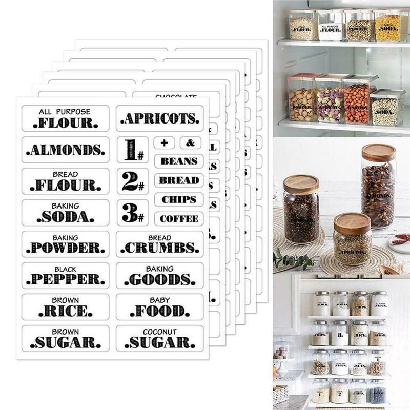 132pcs Sticker for Kitchen Jars Bottle Container Clear label