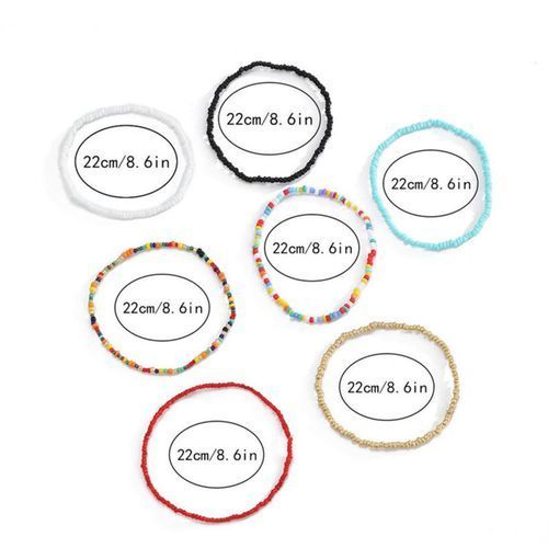 7 Pcs Fashion Bead Ladies Beach Anklet