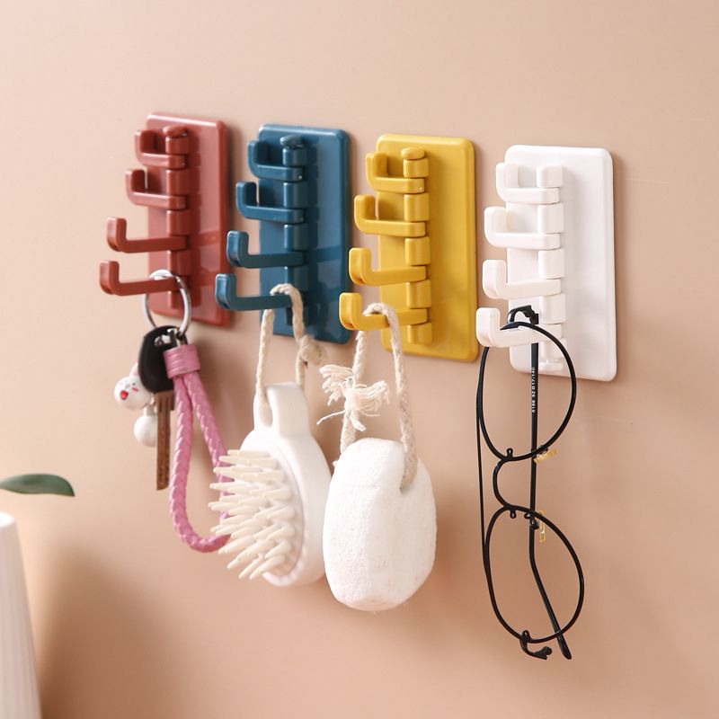 4pcs Adhesive Hook Rotatable Strong Bearing Wall Hanger Hook
