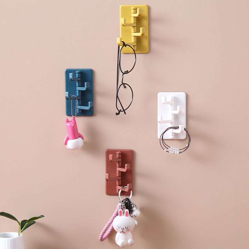 4pcs Adhesive Hook Rotatable Strong Bearing Wall Hanger Hook