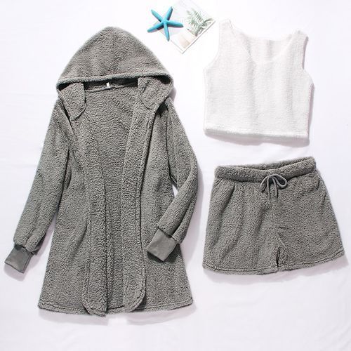 Women's Pajamas Long Sleeves Robe Vest Short Pants Pajamas