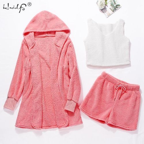Women's Pajamas Long Sleeves Robe Vest Short Pants Pajamas