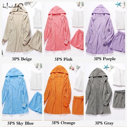 Women's Pajamas Long Sleeves Robe Vest Short Pants Pajamas