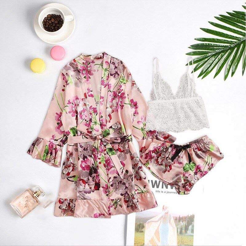 Women's Pajamas 3pc Pijama Women Pajamas Set