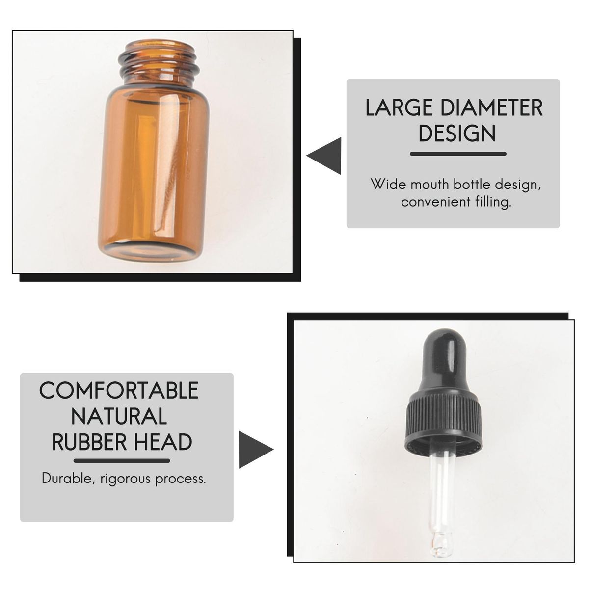 10pcs 3ml Empty brown Glass Dropper Bottles with Pipette for Oil