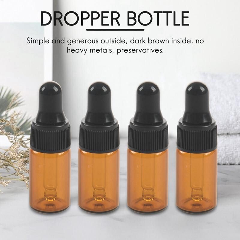 10pcs 3ml Empty brown Glass Dropper Bottles with Pipette for Oil