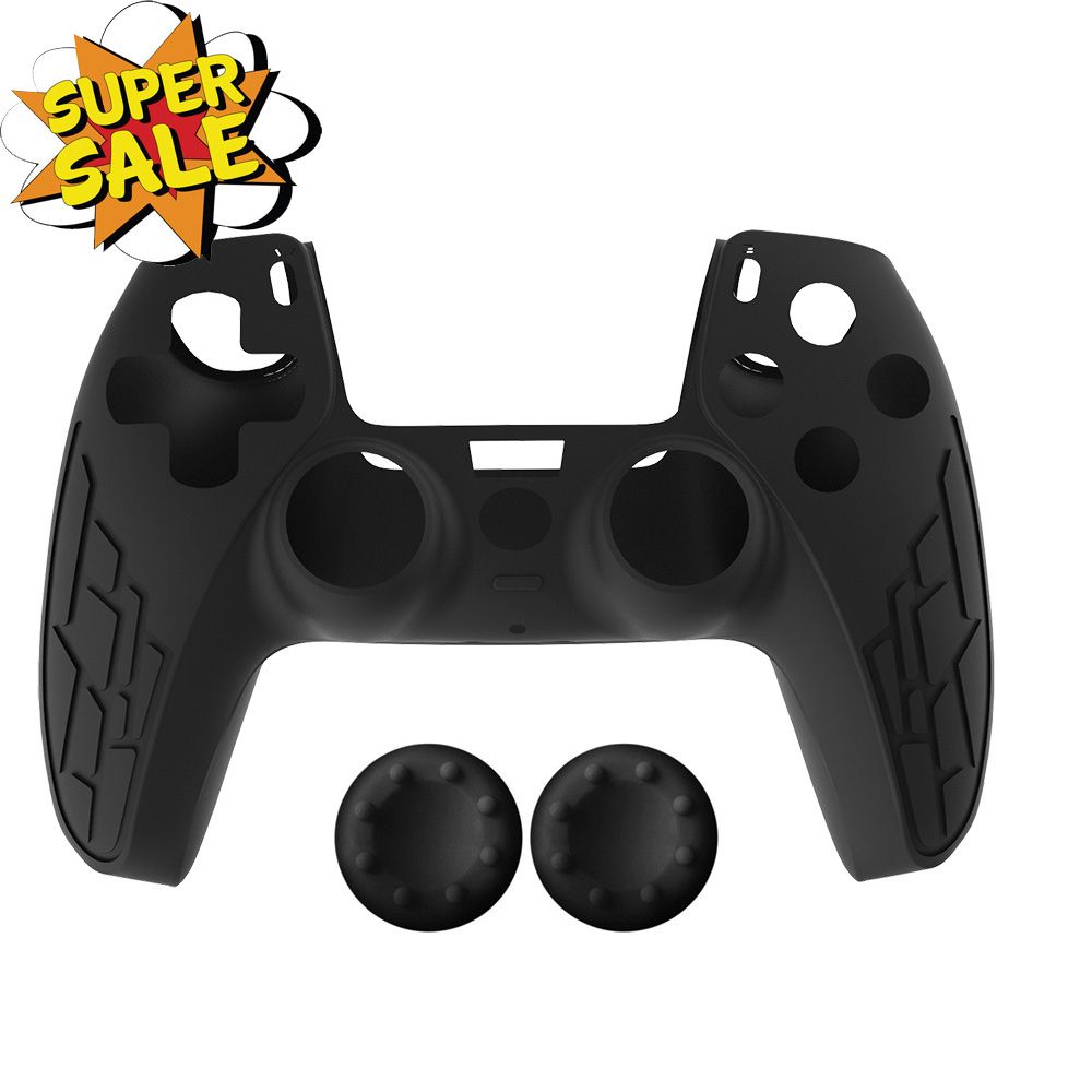 PS5 Controller Cover Silicone Case Skin Protective Covers With Thumb Grips Joystick - Black