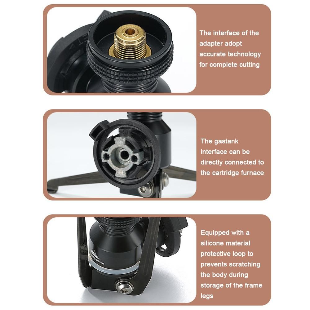 Folding Aluminum Alloy GasStove Adapter Tripod GasLamp Stoves Bracket Outdoor Cartridge Furnace Adapter Camping Hiking Picnic Cooking Accessory
