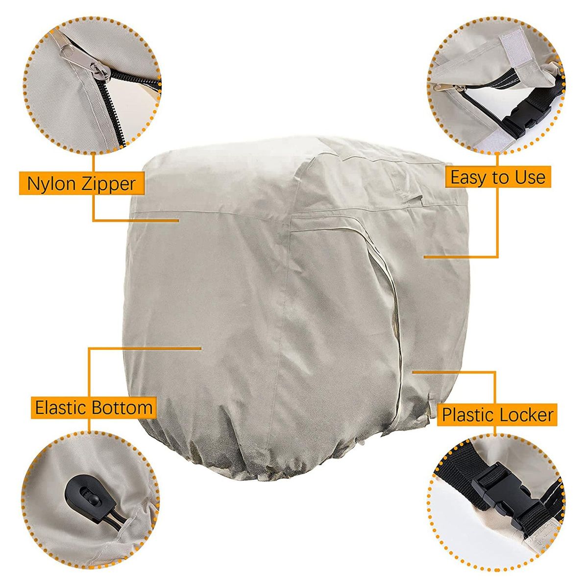 Premium Golf Cart Cover 2-Passenger Buggy Rain Cover Dustcover Khaki
