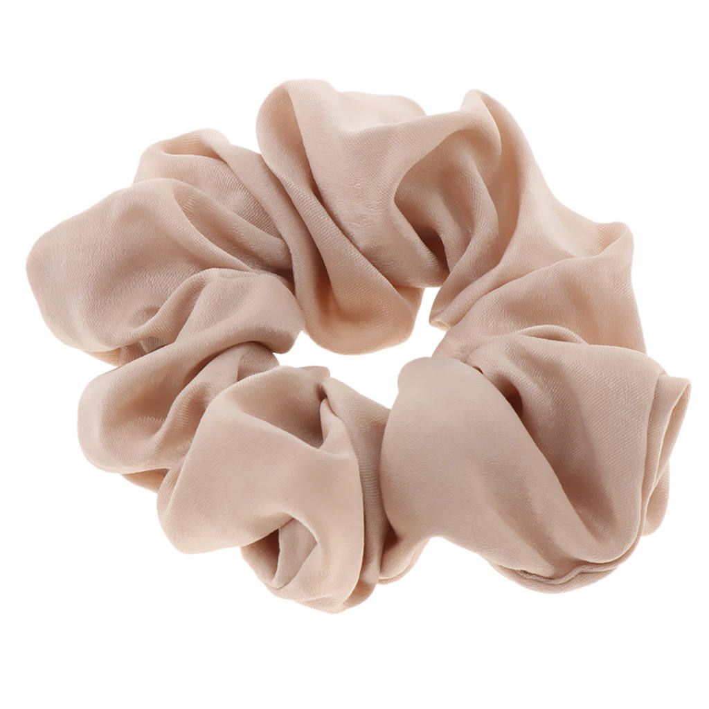 Silk Feel Hair Scrunchies Elastic Hair Ties Bow Beige