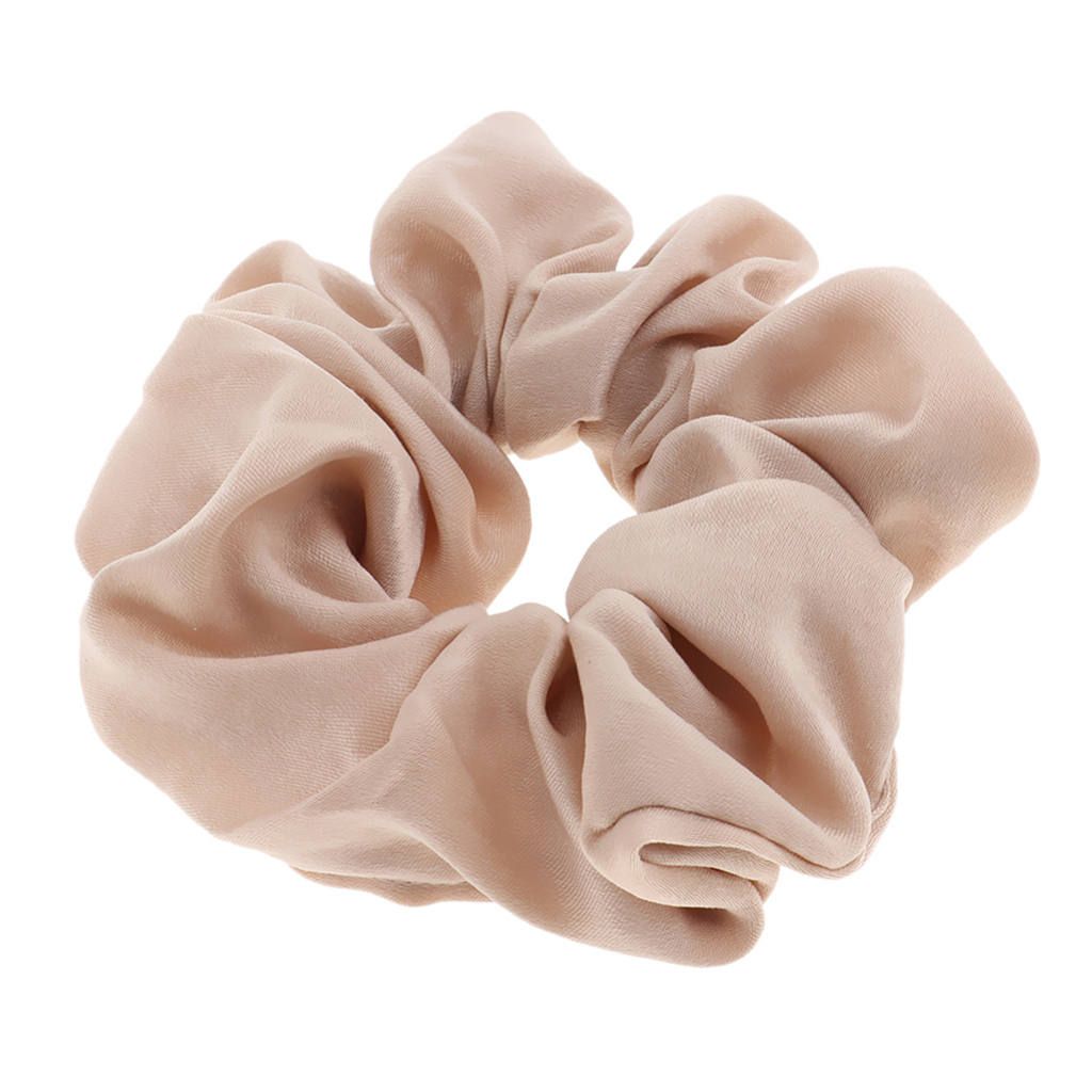 Silk Feel Hair Scrunchies Elastic Hair Ties Bow Beige