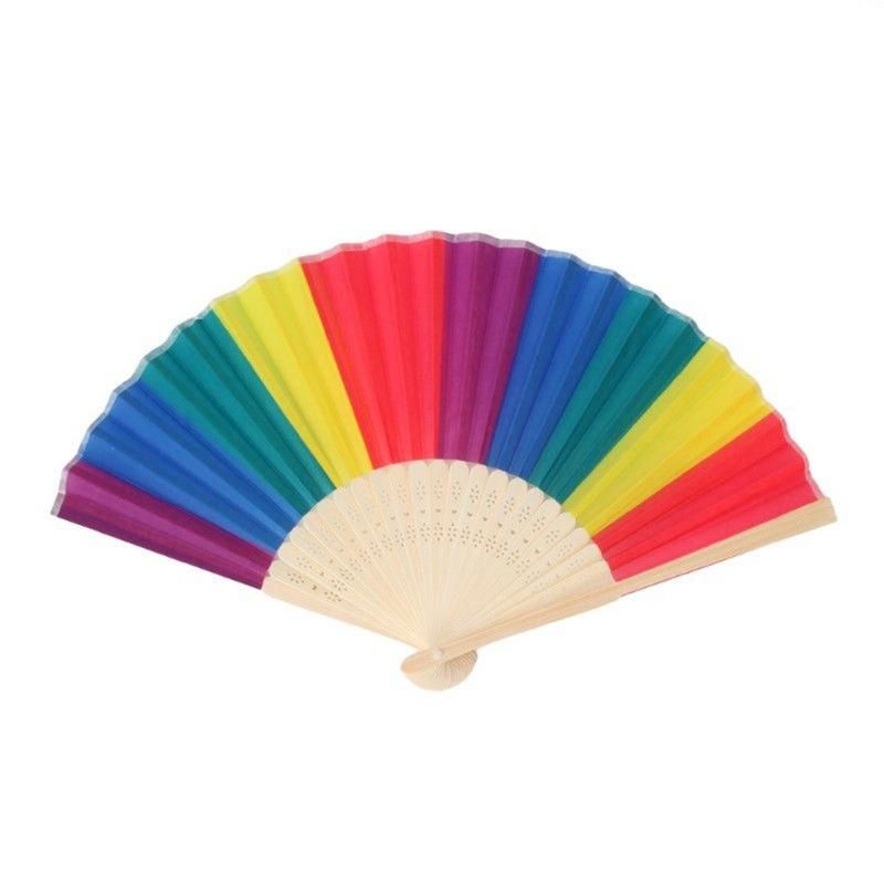 Held Hand 7-inch Folding Parties For Fan Wedding Rainbow Hand Decoration Birthday Dance Themed Fan Fan