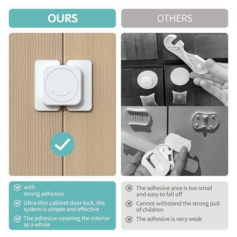 AT14 Child Lock For Cabinet And Drawers, 8 Pieces,Cabinet Lock,Baby For Gluing, Drawer Lock, Cabinet Lock,Child Lock, Drawers
