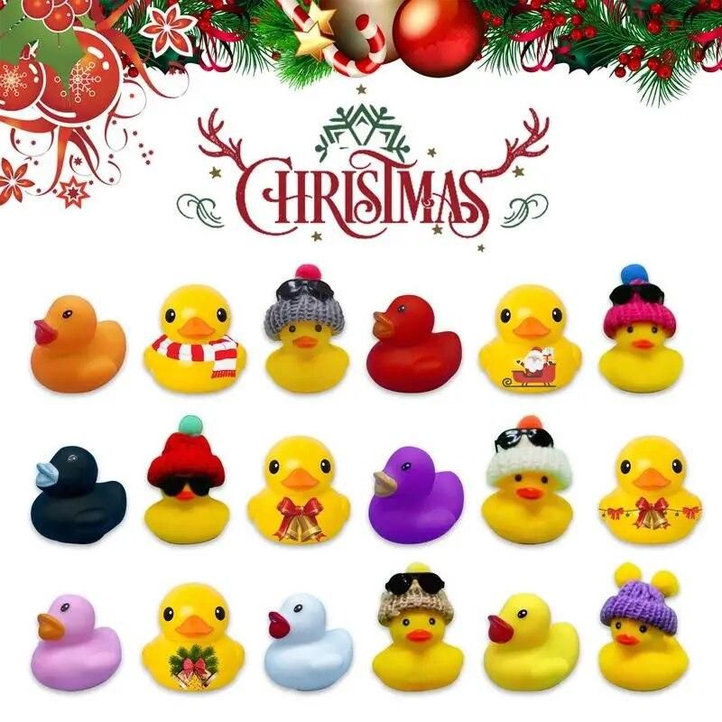 24 Days Christmas Rubber Duck Advent Calendar With 24 Pcs Rubber Ducks Seasonal Decor Toys For Daughters Granddaughters