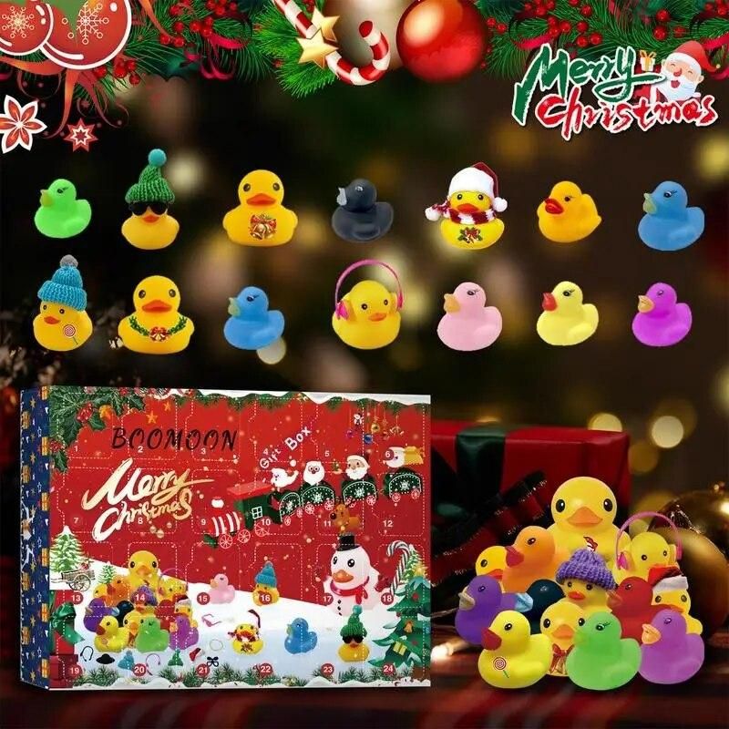 24 Days Christmas Rubber Duck Advent Calendar With 24 Pcs Rubber Ducks Seasonal Decor Toys For Daughters Granddaughters