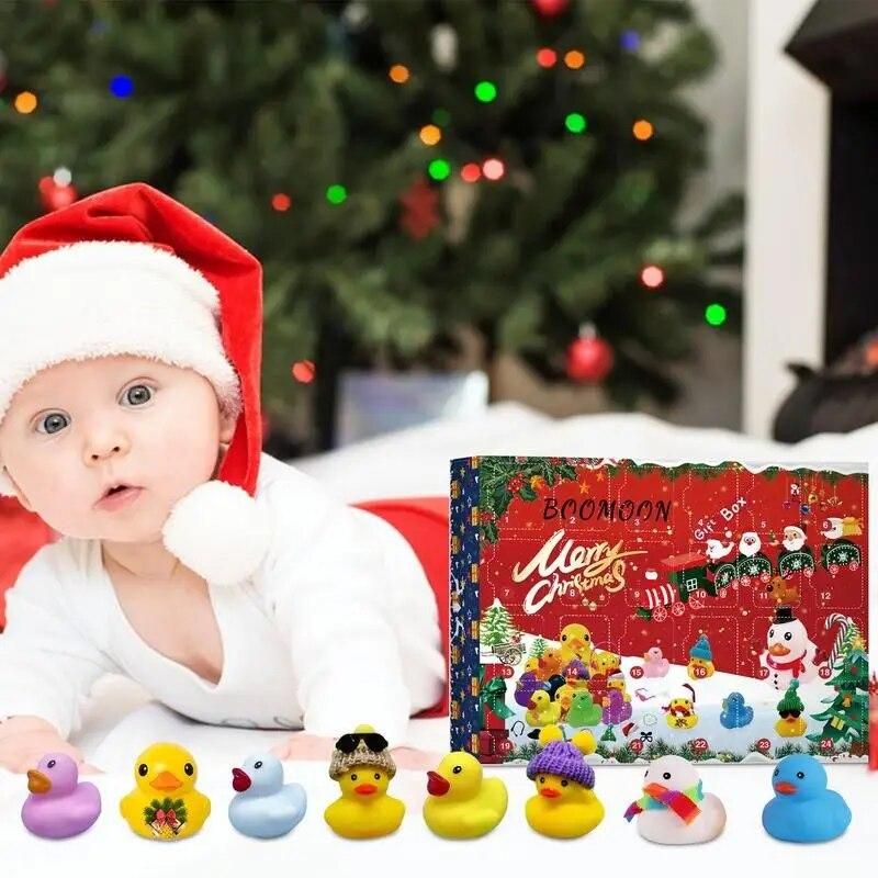 24 Days Christmas Rubber Duck Advent Calendar With 24 Pcs Rubber Ducks Seasonal Decor Toys For Daughters Granddaughters