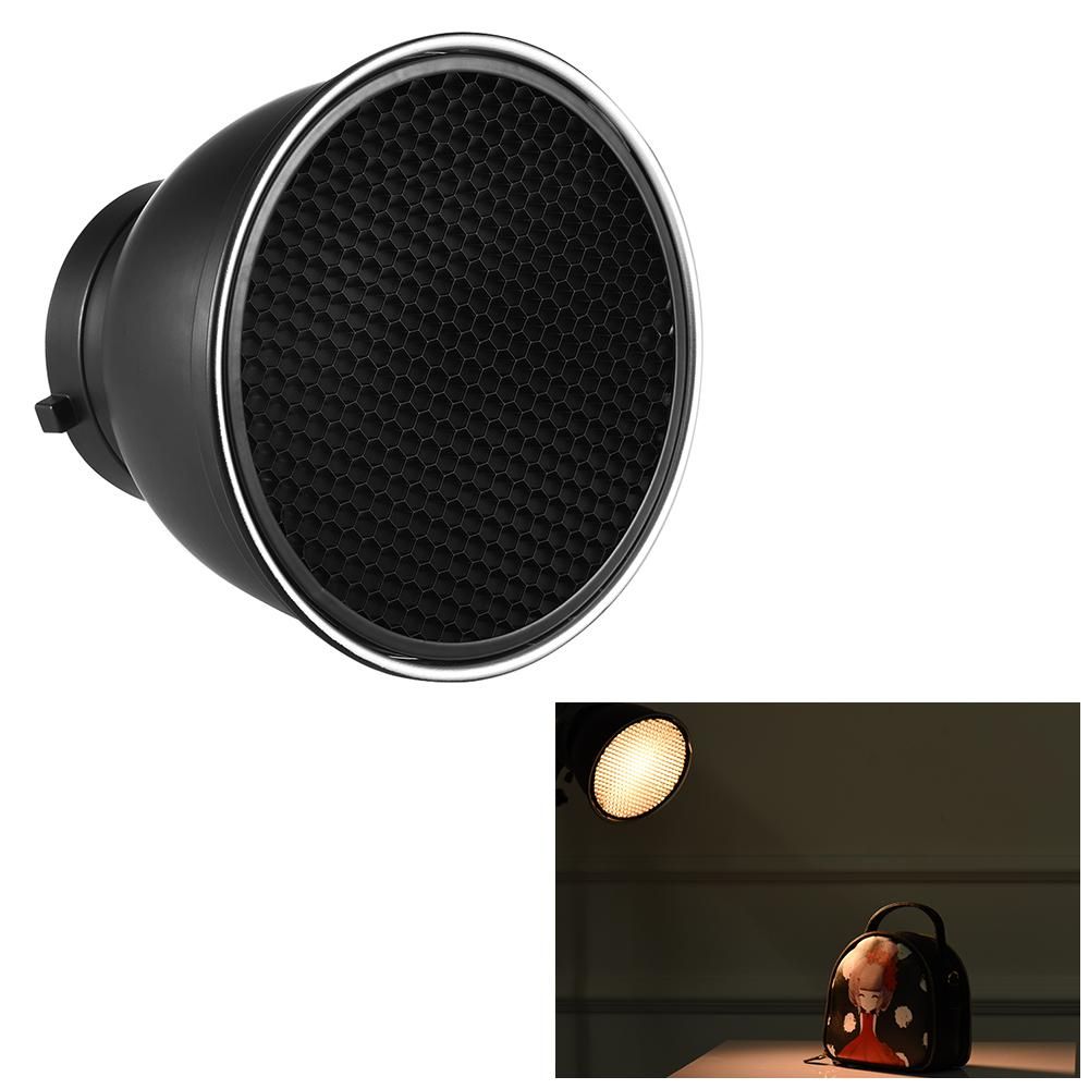 7'' Standard Reflector Diffuser Lamp Shade Dish with 60° Honeycomb Grid for Bowens Mount Studio Strobe Flash Light Speedlite