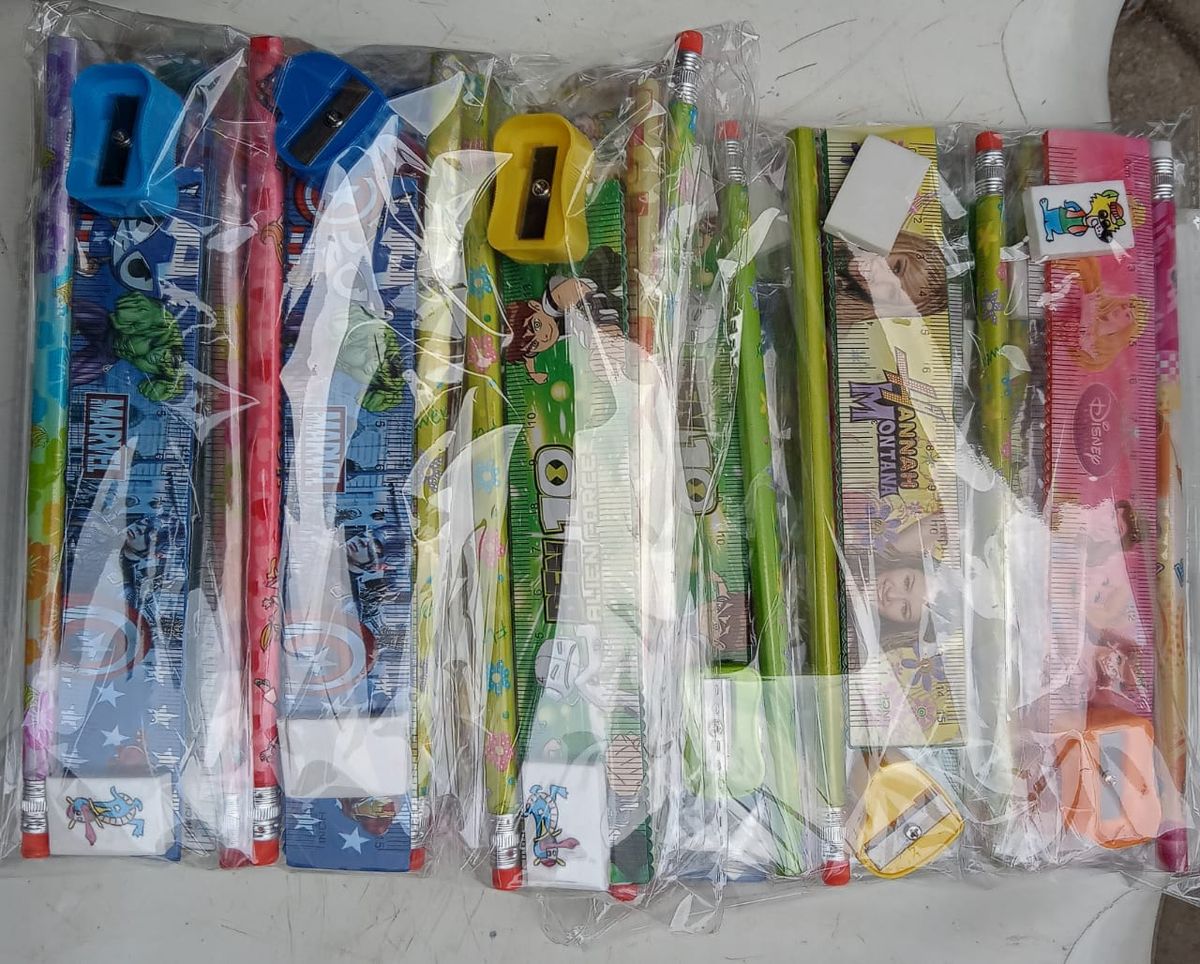 12 Kids Party Gift Pack-Writing Set Rulers+Pencils+Erasers+Sharpeners