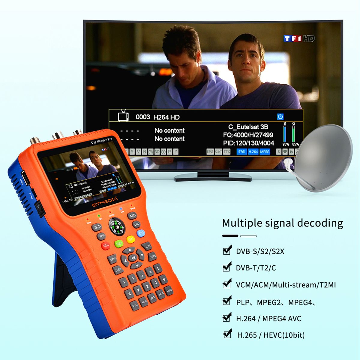 V8 Finder Pro TV Signal Finder Meter 4.3-inch