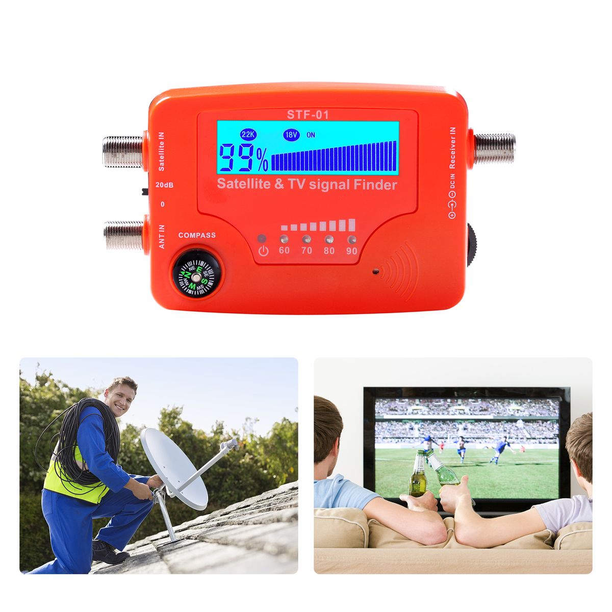 2 In 1 Satellite And TV Signal Finder LCD Digital Satellite